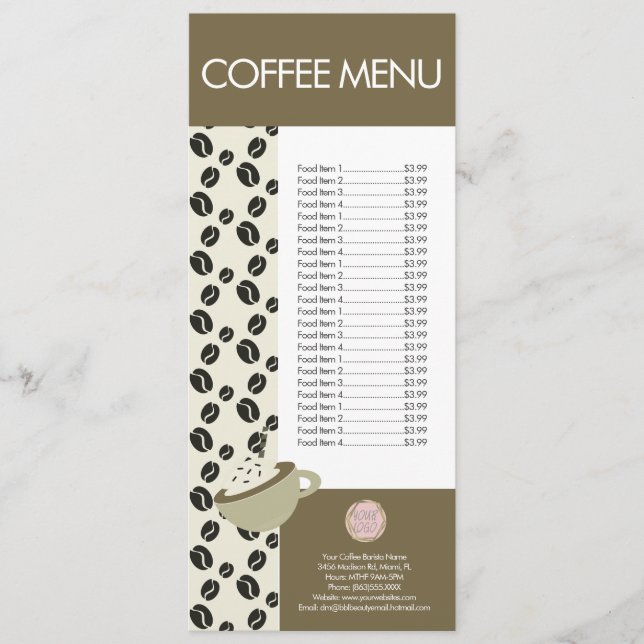 Kaffebarista Latte Logotyp Meny (Framsida)
