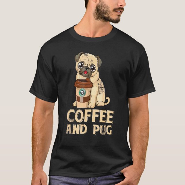 Kaffebarkeeper Mops T Shirt (Framsida)
