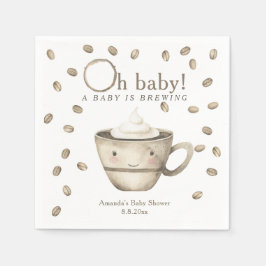 Kaffebarn är på väg Baby shower Pappersservett