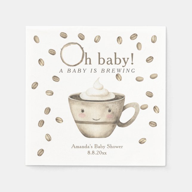 Kaffebarn är på väg Baby shower  Pappersservett (Framsidan)