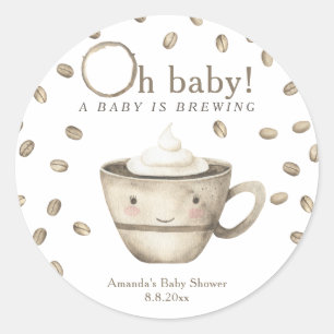 Kaffebarn är på väg Baby shower Runt Klistermärke