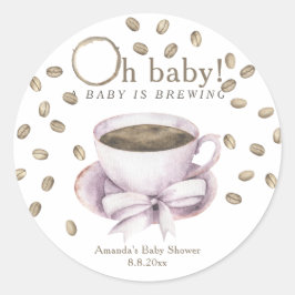 Kaffebarn är på väg Tjej Bebis shower Runt Klistermärke