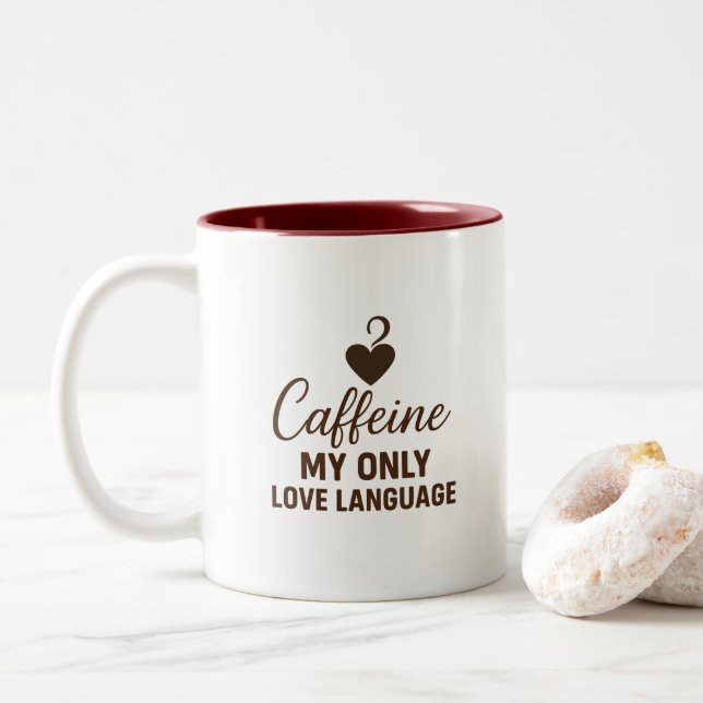 Kaffeberoende minimalistisk design kaffemug  Två-Tonad mugg (Med munk)