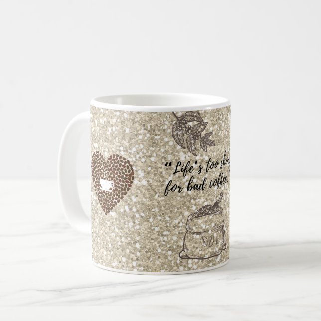 Kaffebohnshjärta Kaffe Mugg | Rustik Brun (Framsida vänster)