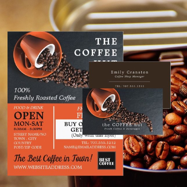 Kaffeböna, Barista, Café, Coffehouse Advert Reklamblad (Skapare uppladdad)