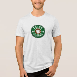 Kaffeböna och kopp logotyp anpassningsbar barista t shirt