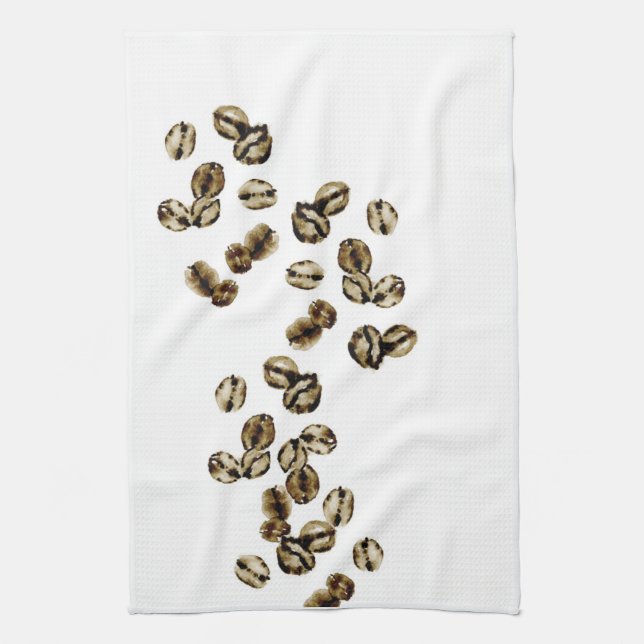 Kaffebönans vattenfärgade kökshanddukar (Vertikal)