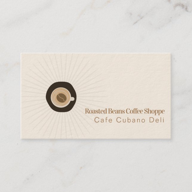 Kaffeböncupsbutik Barista-logotyp Cup Beige Visitkort (Framsida)