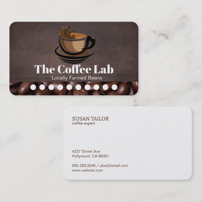 Kaffebönor | 10 Besök Slå kort (Fram/baksida)