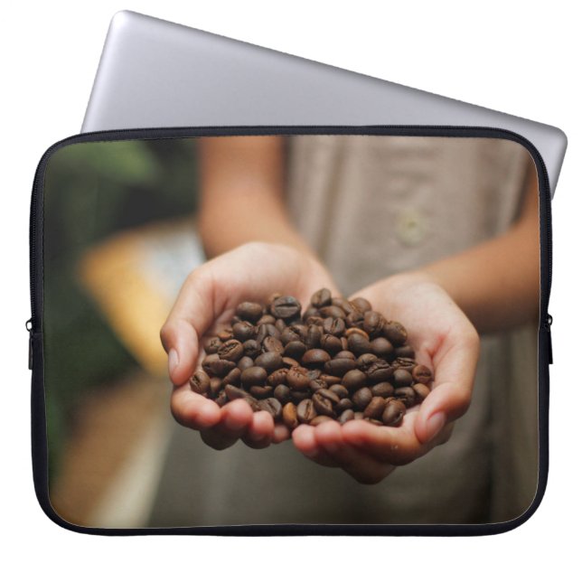 Kaffebönor, aromatrostad laptop fodral (Framsidan)