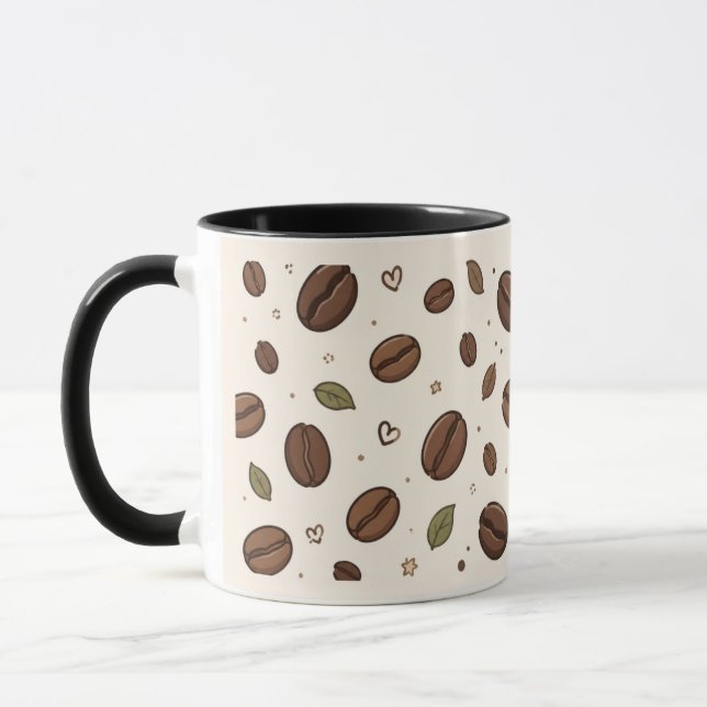 Kaffebönor & blad Mönster Mugg för vardagligt bruk (Vänster)