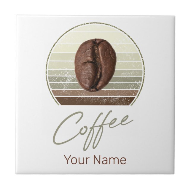 Kaffebönor för Espresso och Retro Barista Kakelplatta (Framsidan)