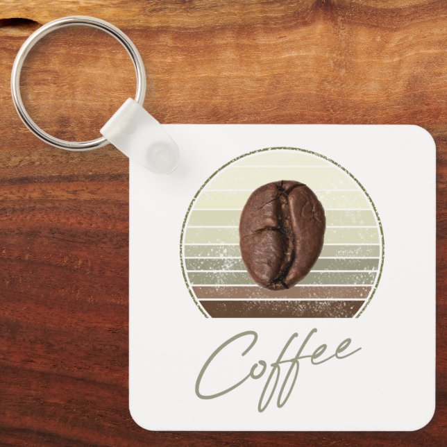 Kaffebönor för Espresso och Retro Barista Nyckelring (Framsida)