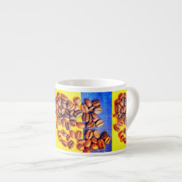 Kaffebönor Gul Blå Textur Espressokopp
