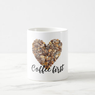 Kaffebönor Hjärta Kaffemugg