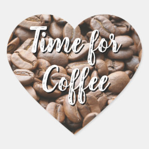 Kaffebönor Hjärtformat Klistermärke