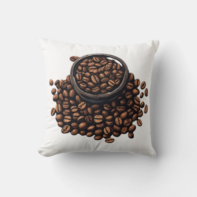 Kaffebönor i en skål kudde (Framsida)
