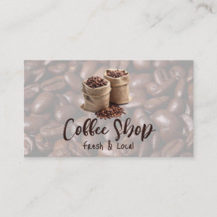 Kaffebönor i jutesäckar visitkort