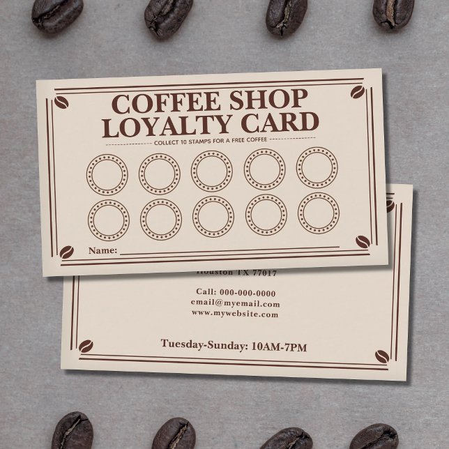 Kaffebönor - Kaffebutikskort Visitkort (Coffee Beans - Coffee Shop Loyalty Card)