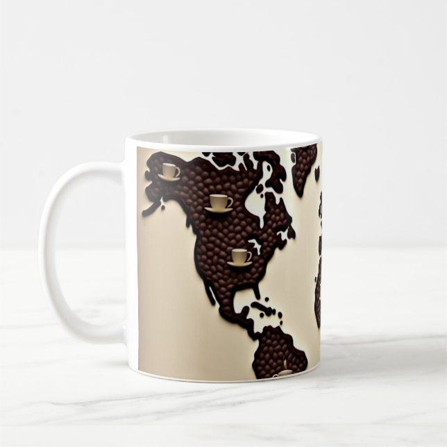 Kaffebönor kartdesign kaffemugg (Vänster)
