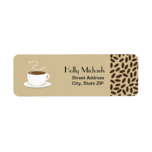 Kaffebönor & kopp av kaffeadressetiketter returadress etikett