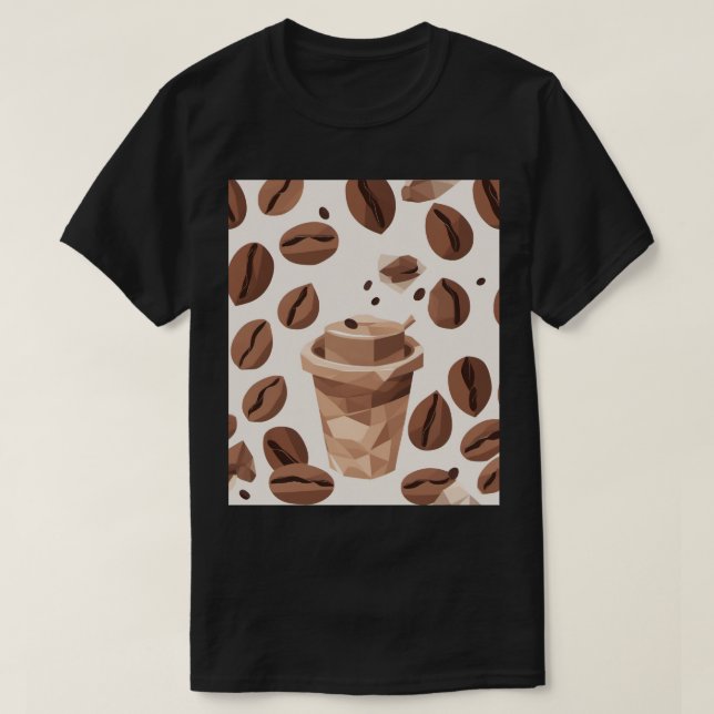 Kaffebönor kopp geometriskt mönster Låg Poly kaffe T Shirt (Design framsida)