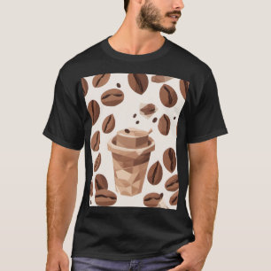 Kaffebönor kopp geometriskt mönster Låg Poly kaffe T Shirt