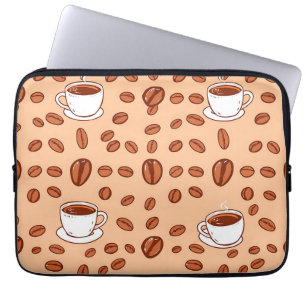 Kaffebönor Koppar Mysigt Mönster Laptop Fodral