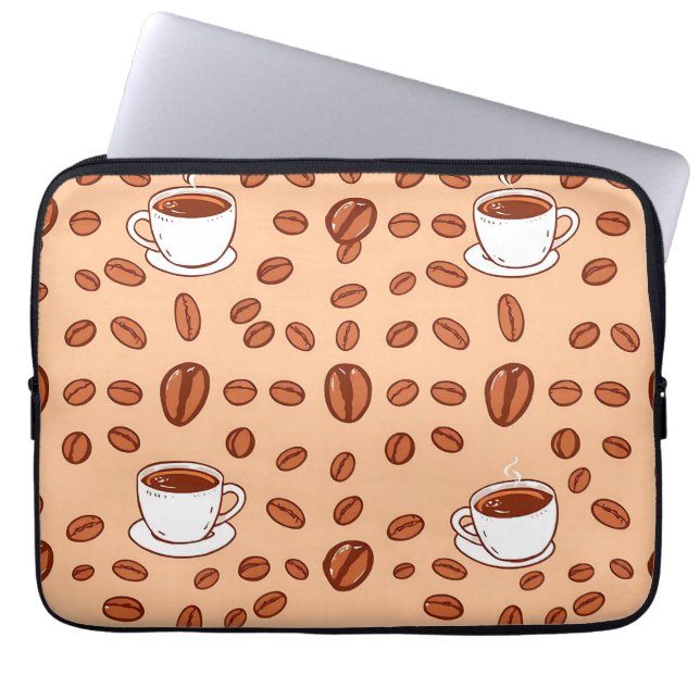Kaffebönor Koppar Mysigt Mönster Laptop Fodral (Framsidan)
