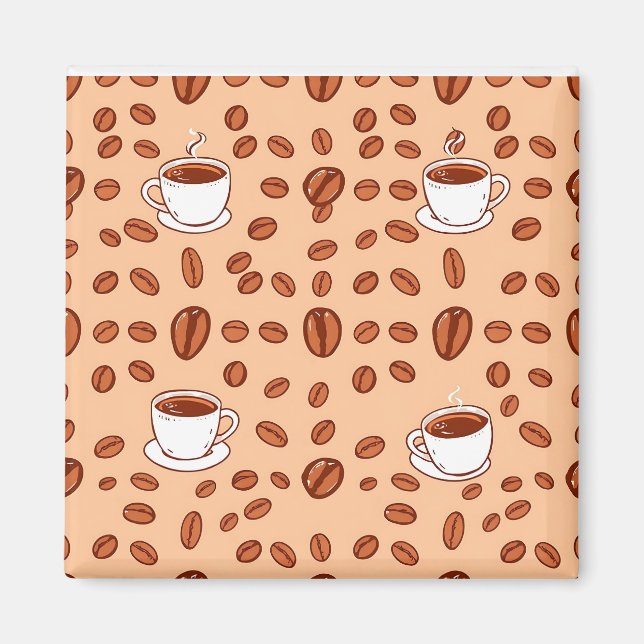 Kaffebönor Koppar Mysigt Mönster Magnet (Framsidan)