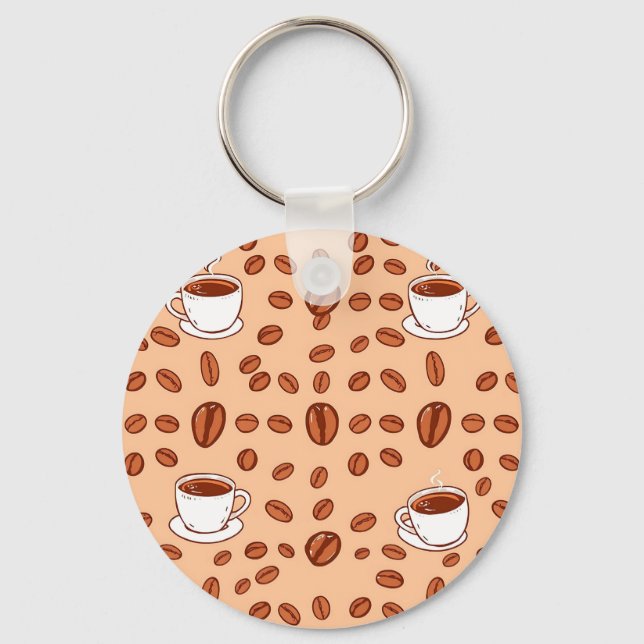 Kaffebönor Koppar Mysigt Mönster Nyckelring (Framsida)