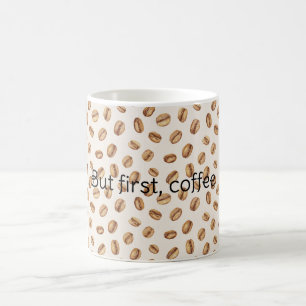 Kaffebönor med grädde kaffemugg