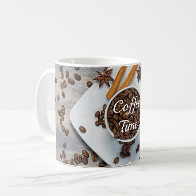 Kaffebönor, moderna kaffemugg (Framsida vänster)