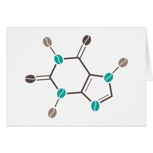 kaffebönor, molekylärt koffein hälsningskort (Framsidan Horizontal)