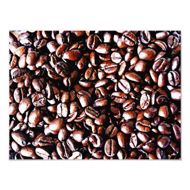 Kaffebönor Mönster - Mörk Roast Fototryck (Framsidan)