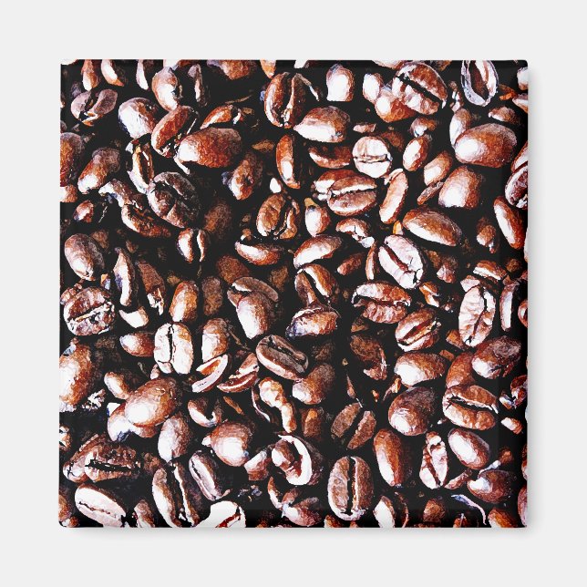 Kaffebönor Mönster - Mörk Roast Magnet (Framsidan)