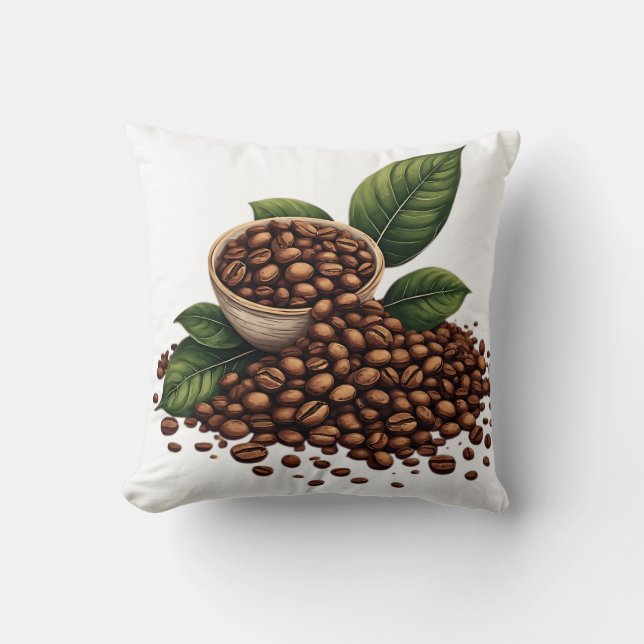 Kaffebönor och blad kudde (Framsida)