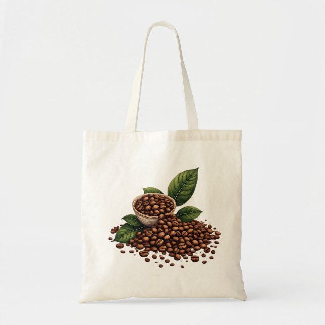 Kaffebönor och blad tygkasse (Framsidan)