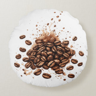 Kaffebönor och en stöt av koffein rund kudde
