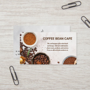 Kaffebönor och grindar på Marble Bord Visitkort