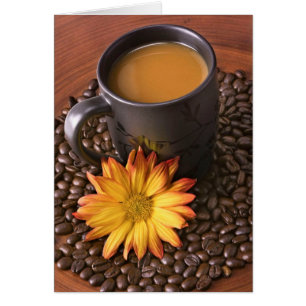 Kaffebönor och Gult Daisy OBS Kort