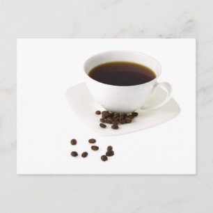 Kaffebönor och kaffe vykort