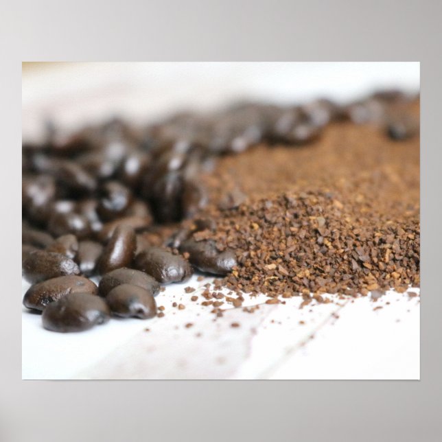 Kaffebönor och kaffeodlingar på Bord 16 x 20 Poster (Framsidan)