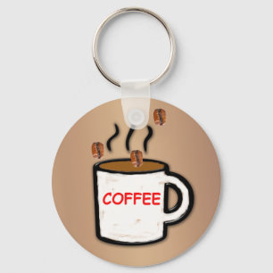 Kaffebönor och Mugg Nyckelring