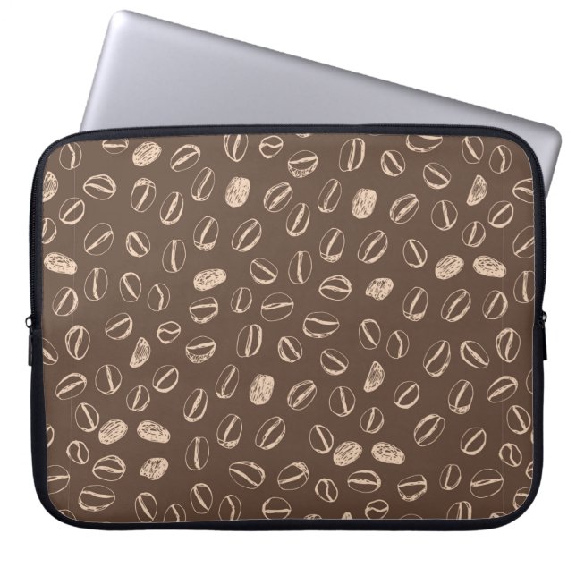 Kaffebönor, restaurang hand plockade tecknad doodl laptop fodral (Framsidan)