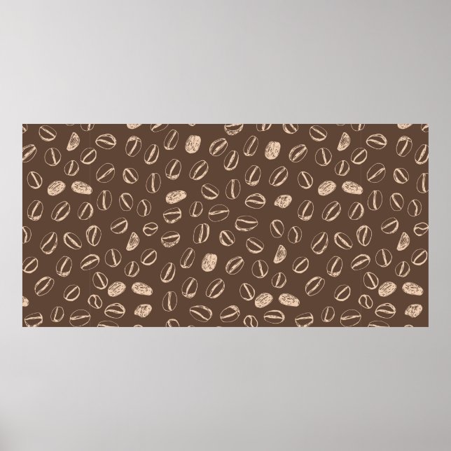 Kaffebönor, restaurang hand plockade tecknad doodl poster (Framsidan)