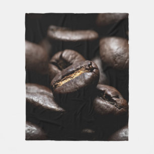 Kaffebönor, rostade matkaffe fleecefilt