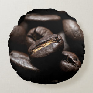 Kaffebönor, rostade matkaffe rund kudde
