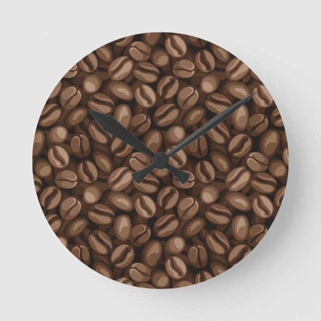 Kaffebönor Rund Klocka (Framsida)