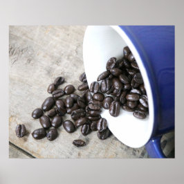 Kaffebönor som spillar ut ur en kaffe Mugg 16 x 20 Poster